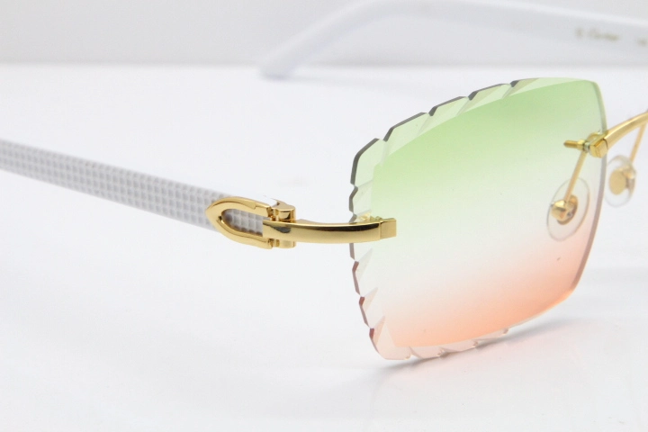 Cartier Rimless 8300816 White Aztec Sunglasses In Gold Mix Green Pink Lens