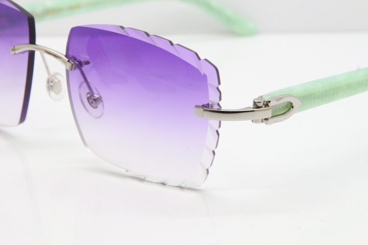 Cartier Rimless 8300816 Marble Green Actec Sunglasses In Gold Purple Lens