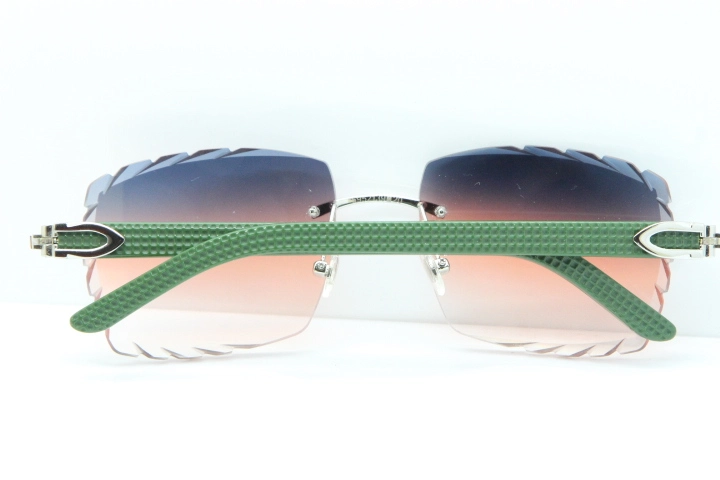 Cartier Rimless 8300816 Green Aztec Sunglasses In Silver Purple Mix Orange White Lens