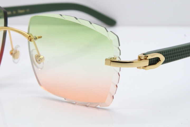 Cartier Rimless 8300816 Black Aztec Sunglasses In Gold Mix Green Pink Lens