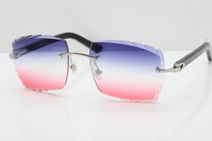 Cartier Rimless 8300816 Black Aztec Sunglasses In Silver Blue Mix White Pink Lens