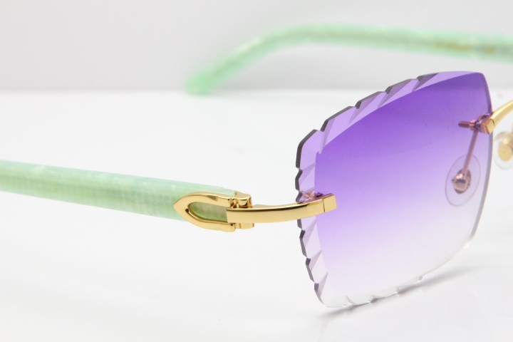 Cartier Rimless 8300816 Marble Green Actec Sunglasses In Gold Purple Lens