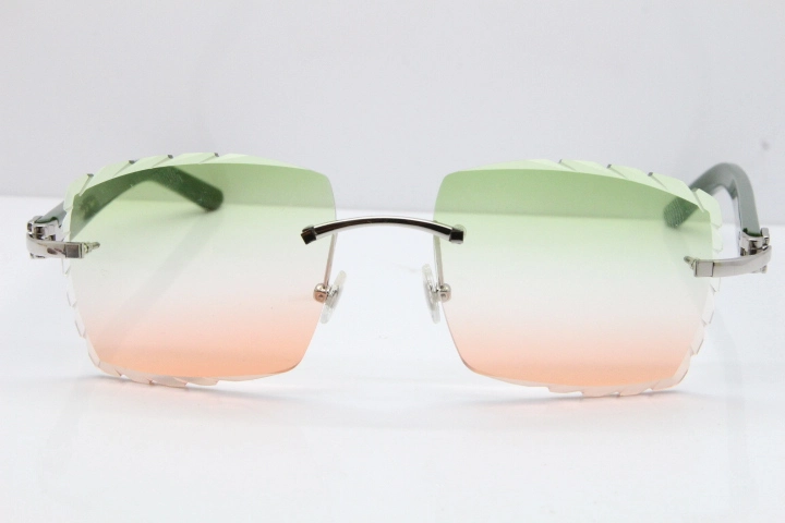 Cartier Rimless 8300816 Black Aztec Sunglasses In Gold Mix Green Pink Lens