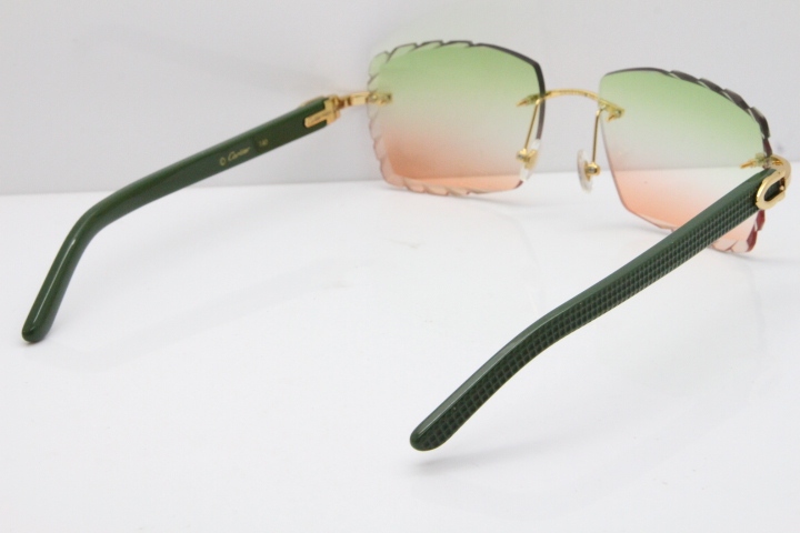 Cartier Rimless 8300816 Black Aztec Sunglasses In Gold Mix Green Pink Lens