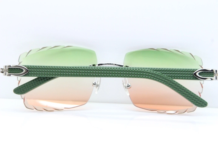 Cartier Rimless 8300816 Black Aztec Sunglasses In Gold Mix Green Pink Lens