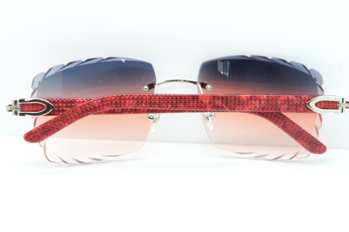 Cartier Rimless 8300816 Marble Red Aztec Sunglasses In Gold Purple Mix Orange White Lens