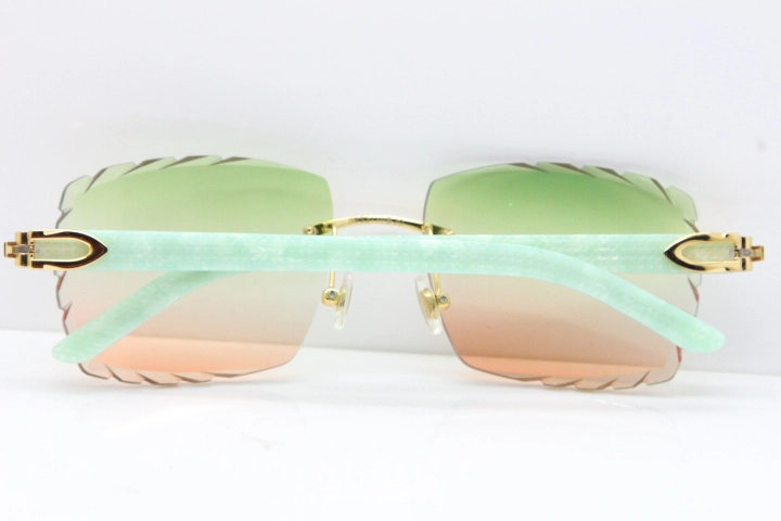 Cartier Rimless 8300816 Marble Green Actec Sunglasses In Gold Mix Green Pink Lens