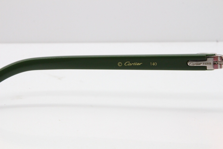 Cartier Rimless 8300816 Green Aztec Sunglasses In Gold Red Mirror Lens