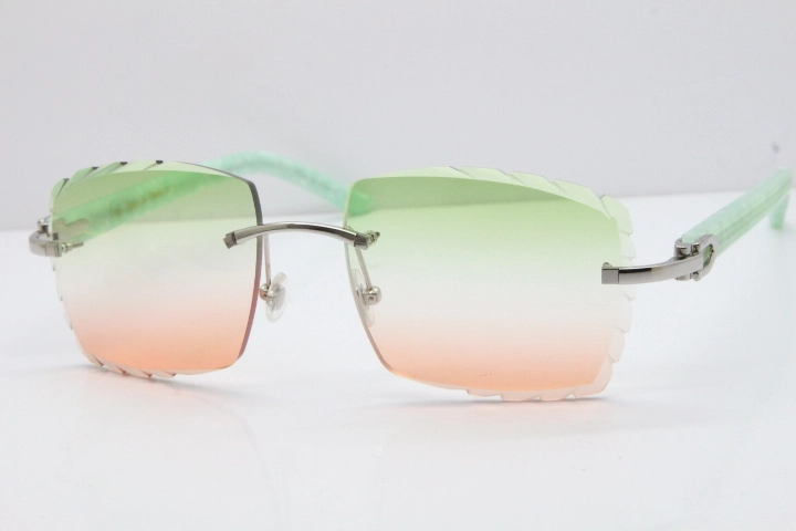 Cartier Rimless 8300816 Marble Green Actec Sunglasses In Gold Mix Green Pink Lens