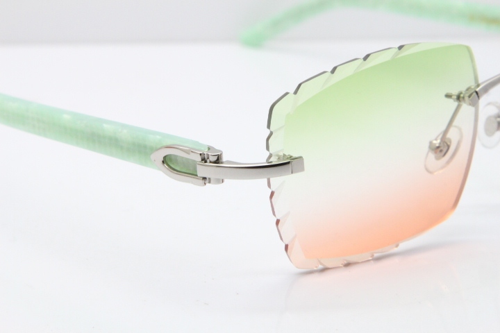 Cartier Rimless 8300816 Marble Green Actec Sunglasses In Gold Mix Green Pink Lens