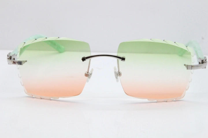 Cartier Rimless 8300816 Marble Green Actec Sunglasses In Gold Mix Green Pink Lens