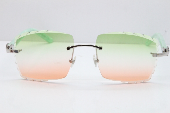 Cartier Rimless 8300816 Marble Green Actec Sunglasses In Gold Mix Green Pink Lens