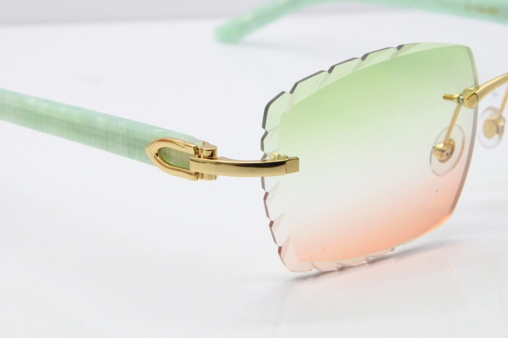 Cartier Rimless 8300816 Marble Green Actec Sunglasses In Gold Mix Green Pink Lens