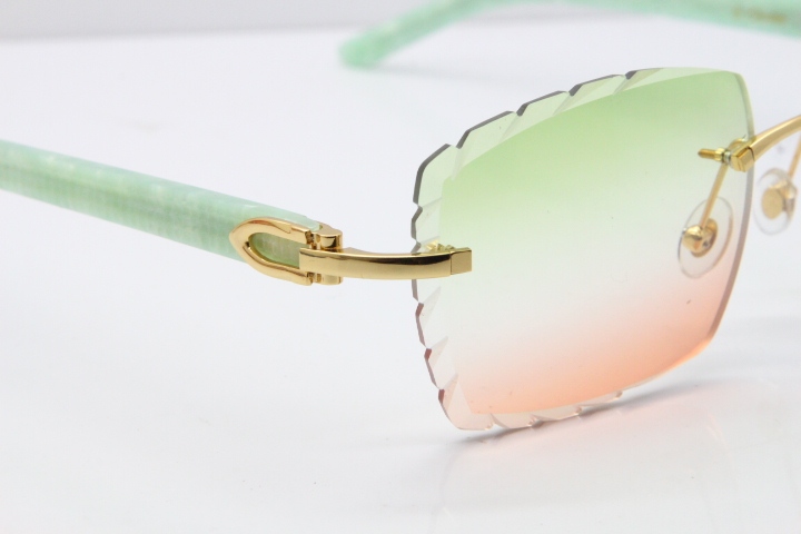 Cartier Rimless 8300816 Marble Green Actec Sunglasses In Gold Mix Green Pink Lens