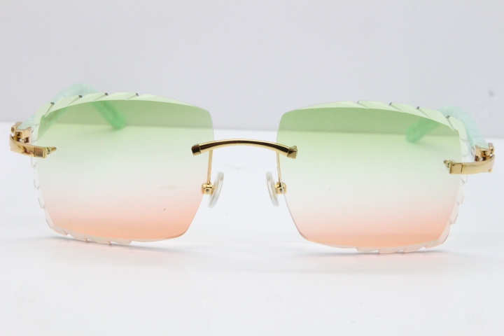 Cartier Rimless 8300816 Marble Green Actec Sunglasses In Gold Mix Green Pink Lens