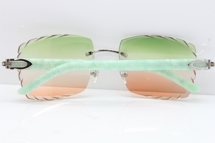 Cartier Rimless 8300816 Marble Green Actec Sunglasses In Gold Mix Green Pink Lens