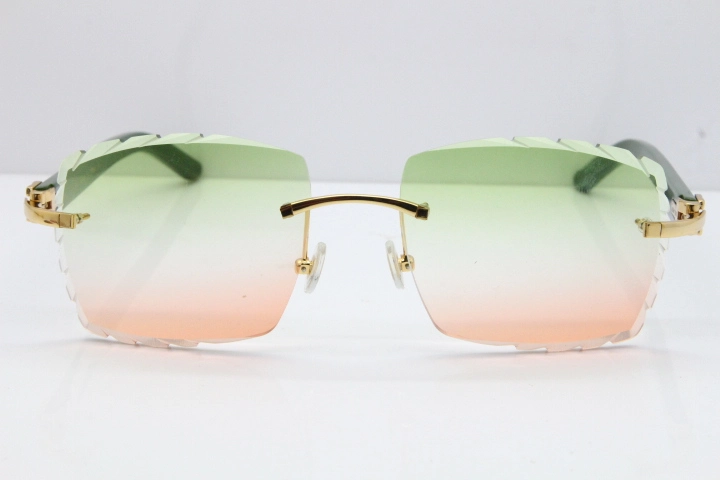 Cartier Rimless 8300816 Black Aztec Sunglasses In Gold Mix Green Pink Lens