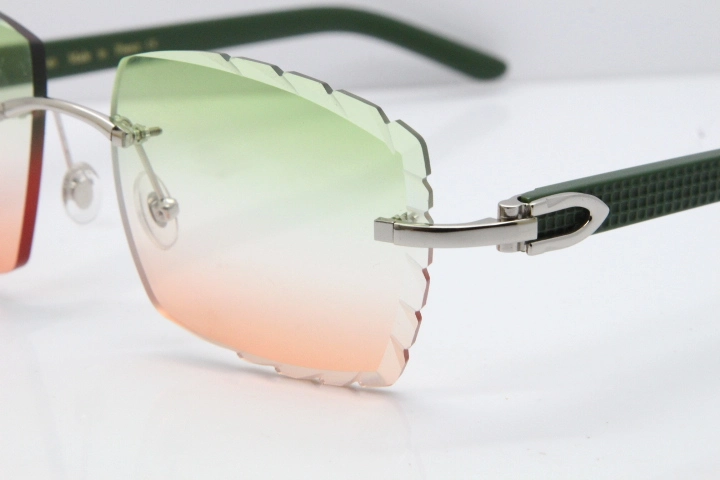 Cartier Rimless 8300816 Black Aztec Sunglasses In Gold Mix Green Pink Lens