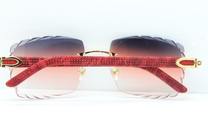 Cartier Rimless 8300816 Marble Red Aztec Sunglasses In Gold Purple Mix Orange White Lens