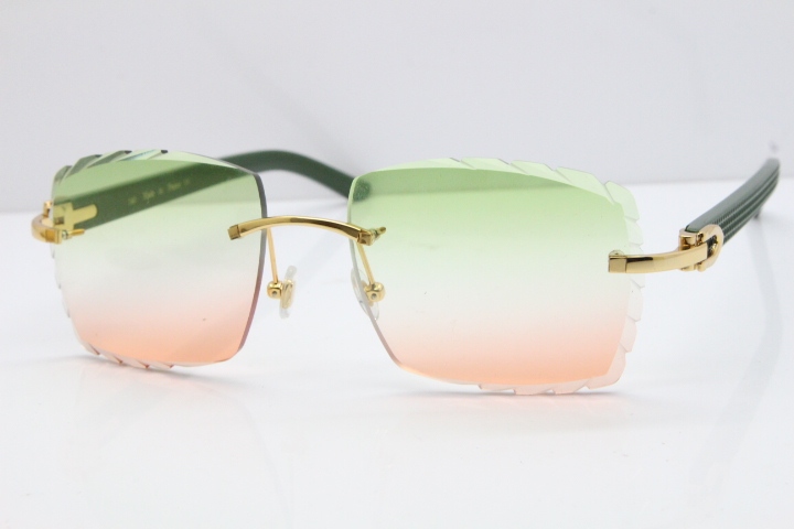 Cartier Rimless 8300816 Black Aztec Sunglasses In Gold Mix Green Pink Lens