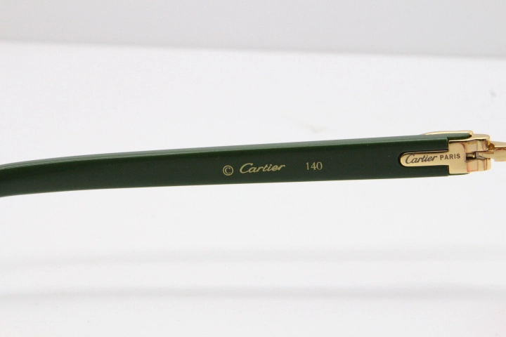 Cartier Rimless 8300816 Green Aztec Sunglasses In Gold Blue Mix White Pink Lens