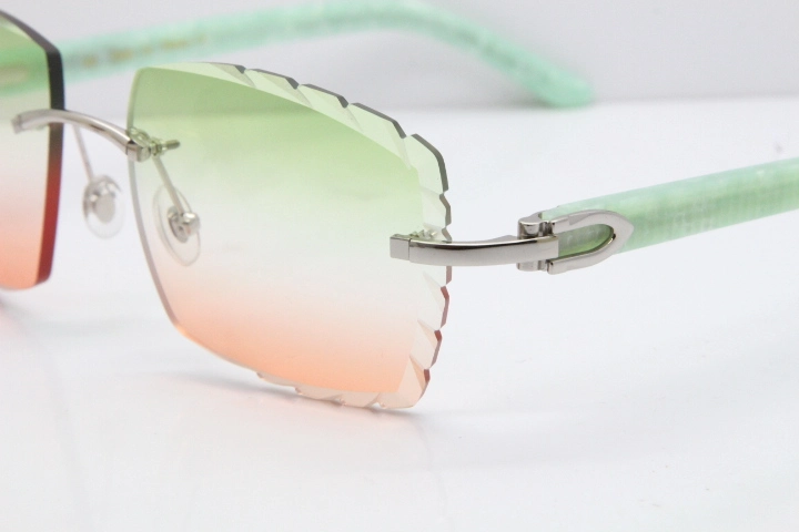 Cartier Rimless 8300816 Marble Green Actec Sunglasses In Gold Mix Green Pink Lens