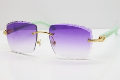 Cartier Rimless 8300816 Marble Green Actec Sunglasses In Gold Purple Lens