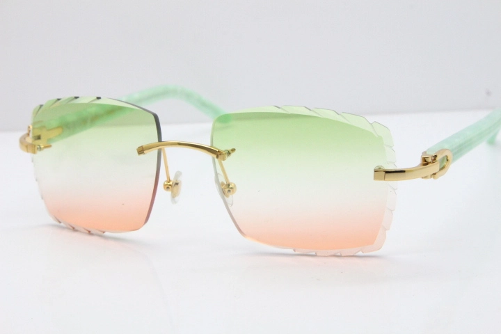 Cartier Rimless 8300816 Marble Green Actec Sunglasses In Gold Mix Green Pink Lens