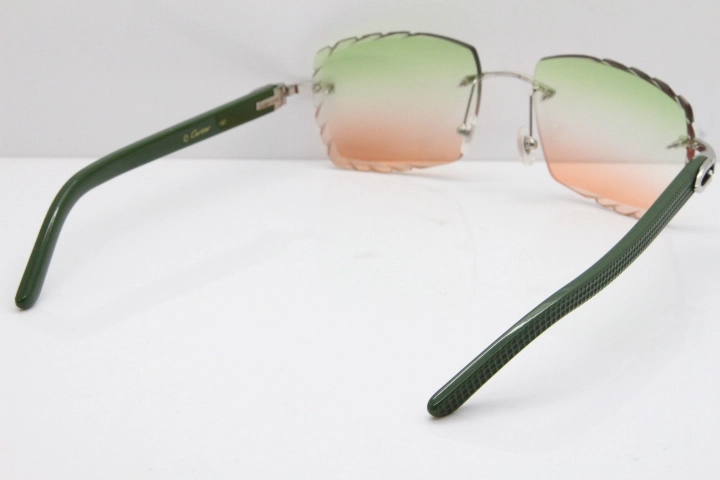 Cartier Rimless 8300816 Black Aztec Sunglasses In Gold Mix Green Pink Lens