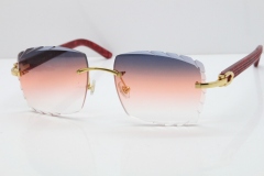 Cartier Rimless 8300816 Marble Red Aztec Sunglasses In Gold Purple Mix Orange White Lens