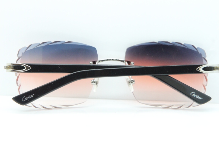 Cartier Rimless 8300816 Black Aztec Sunglasses In Silver Purple Mix Orange White Lens