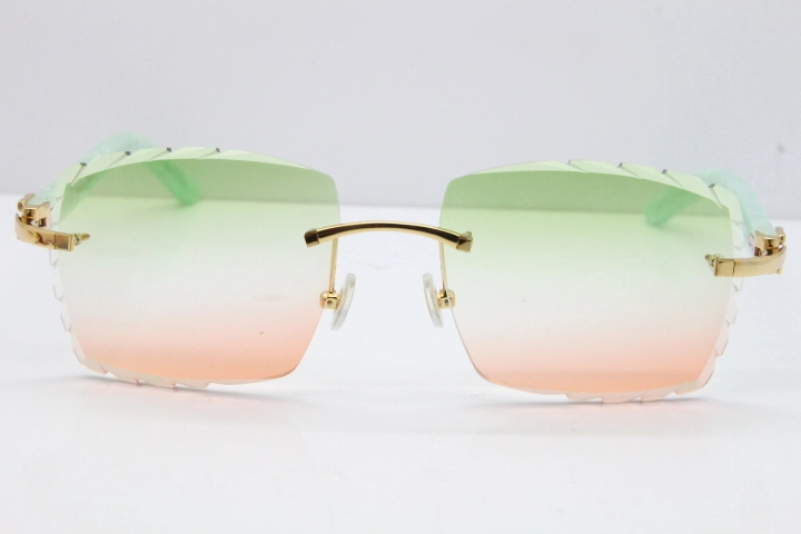 Cartier Rimless 8300816 Marble Green Actec Sunglasses In Gold Mix Green Pink Lens