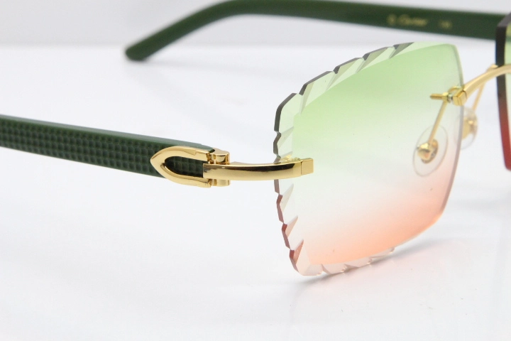 Cartier Rimless 8300816 Black Aztec Sunglasses In Gold Mix Green Pink Lens