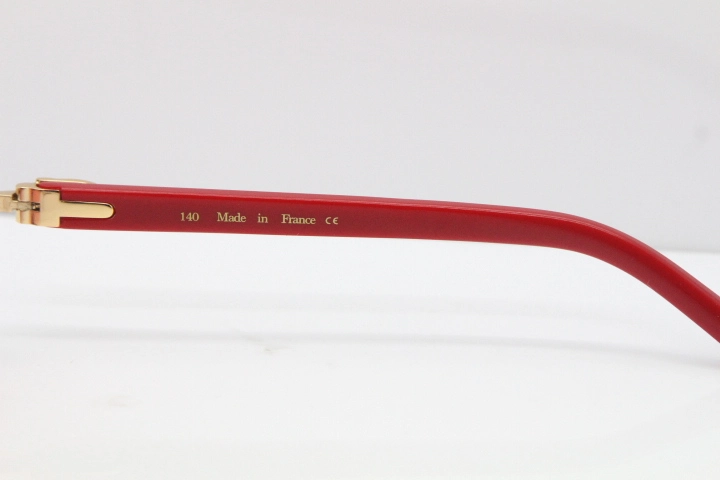 Cartier Rimless 8300816 Red Aztec Sunglasses In Gold Red Lens