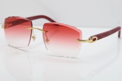 Cartier Rimless 8300816 Marble Red Aztec Sunglasses In Gold Red Lens