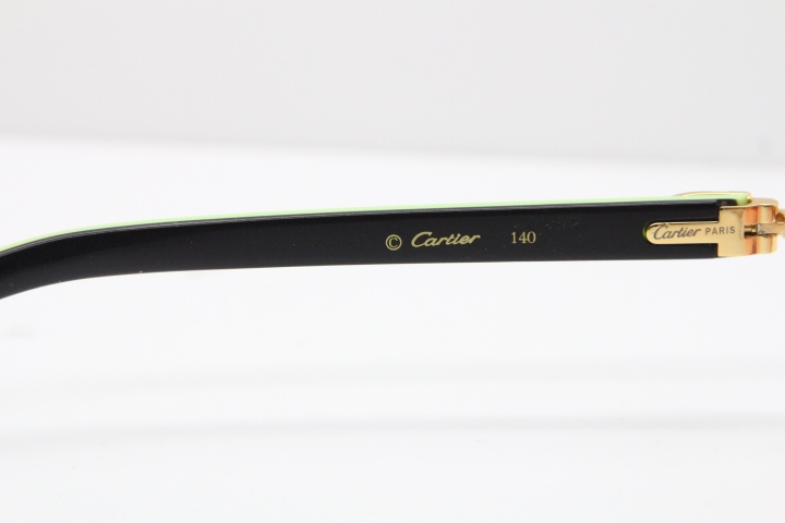 Cartier Rimless 8300816 Black Inside Green Aztec Sunglasses  In Gold Purple Mix Orange White Lens