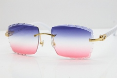 Cartier Rimless 8300816 White Aztec Sunglasses In Gold Blue Mix White Pink Lens