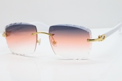 Cartier Rimless 8300816 White Aztec Sunglasses In Gold Purple Mix Orange White Lens