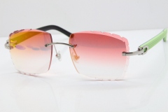 Cartier Rimless 8300816 Black Inside Green Aztec Sunglasses In Silver Red Mirror Lensses In Gold Red Mirror Lens