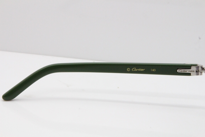 Cartier Rimless T8200762 Green Aztec Arms Sunglasses In Gold Gray Lens  