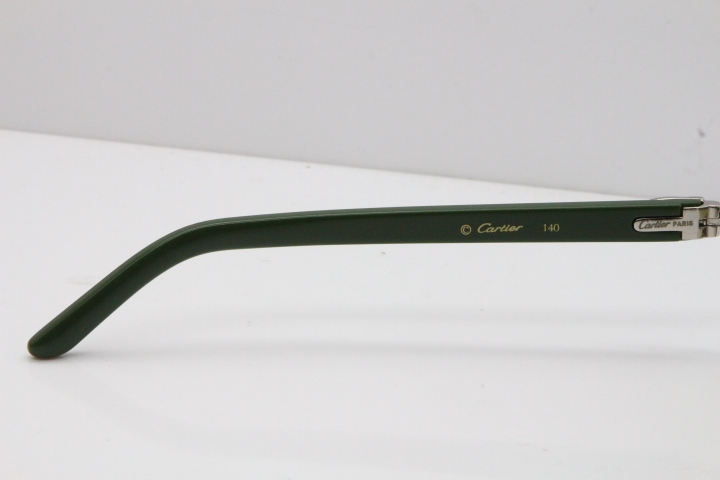 Cartier Rimless T8200762 Green Aztec Arms Sunglasses In Gold Brown LENS