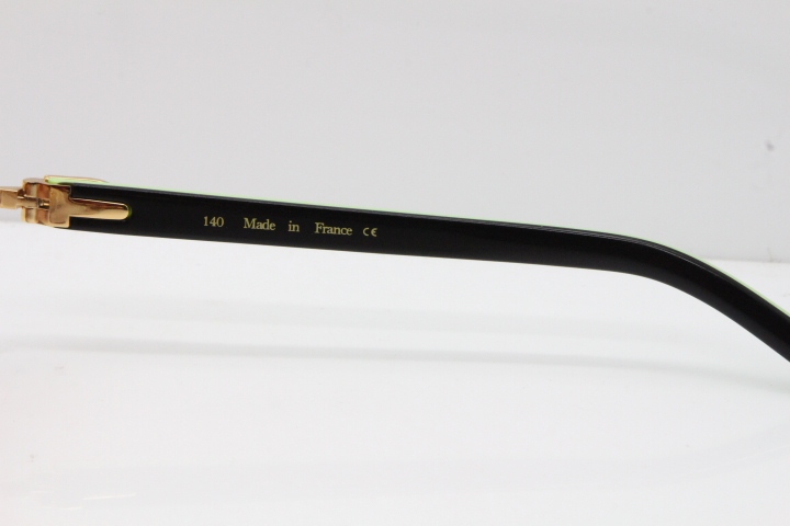 Cartier Rimless T8200762 Black Green Aztec Arms Sunglasses In Gold Pink Lens