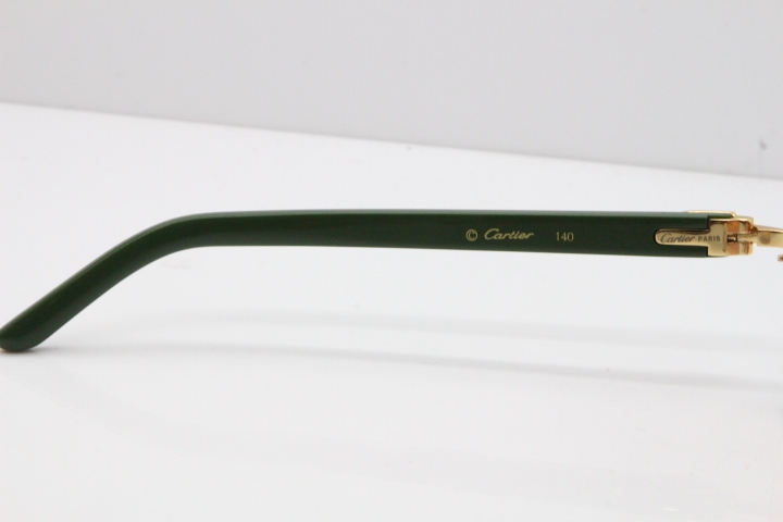 Cartier Rimless T8200762 Green Aztec Arms Sunglasses In Gold Pink Lens 