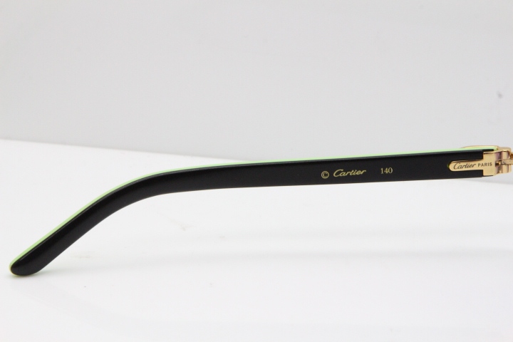 Cartier Rimless T8200762 Black Green Aztec Arms Sunglasses In Gold Purple Lens