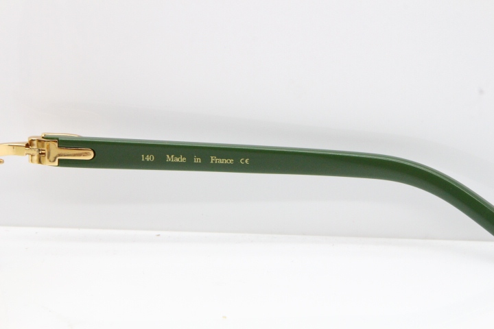 Cartier Rimless T8200762 Green Aztec Arms Sunglasses In Gold Brown LENS