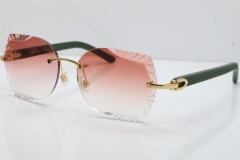 Cartier Rimless T8200762 Green Aztec Arms Sunglasses In Gold Pink Lens 