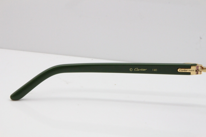 Cartier Rimless T8200762 Green Aztec Arms Sunglasses In Gold Purple Lens 
