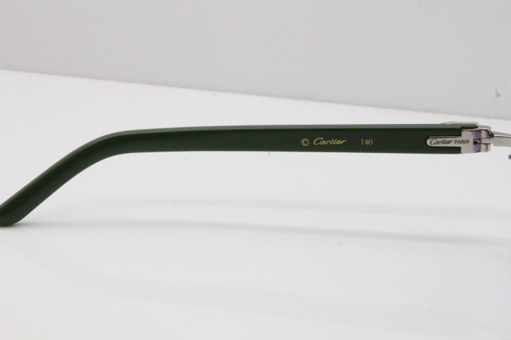 Cartier Rimless T8200762 Green Aztec Arms Sunglasses In Gold Purple Lens 