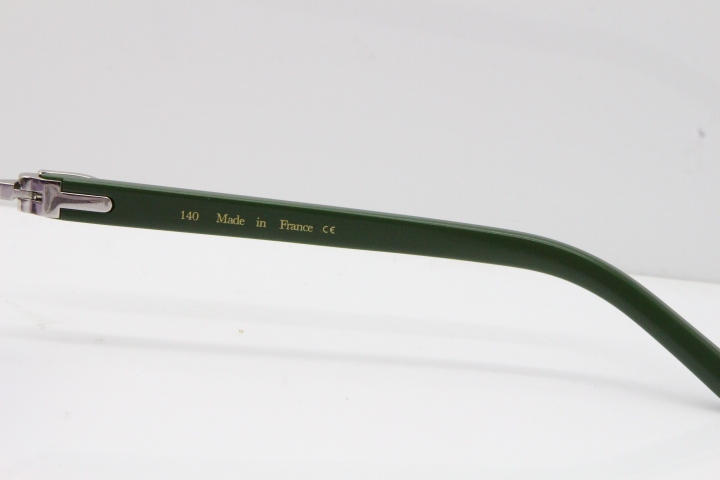 Cartier Rimless T8200762 Green Aztec Arms Sunglasses In Gold Purple Lens 