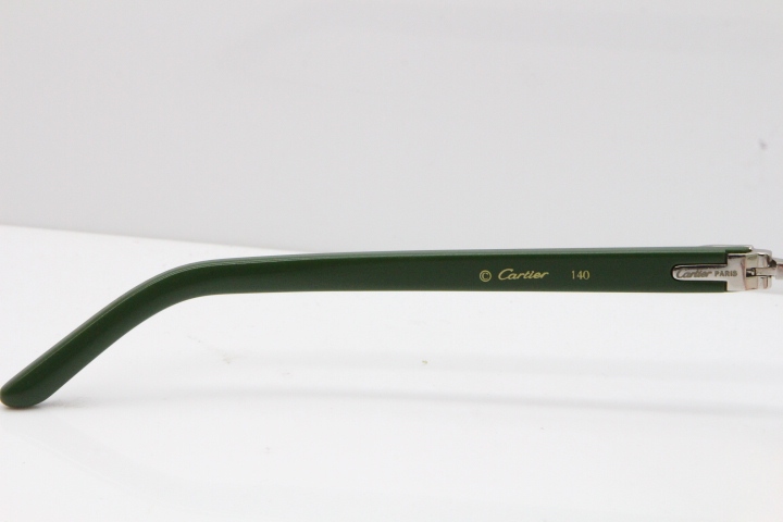 Cartier Rimless T8200762 Green Aztec Arms Sunglasses In Gold Green Brown Lens 